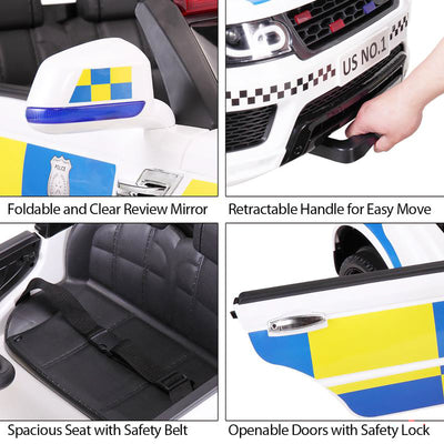 TOBBI 12 Volt Battery Powered Ride On 3 Speed Police SUV for Ages 3+ (Open Box) - VMInnovations