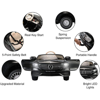 TOBBI 12V Kids Rechargeable Battery Ride On Toy Mercedes Maybach Car w/RC, Black