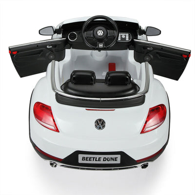 TOBBI 12V Kids Battery Ride On Volkswagen Beetle Car with RC, White (For Parts)