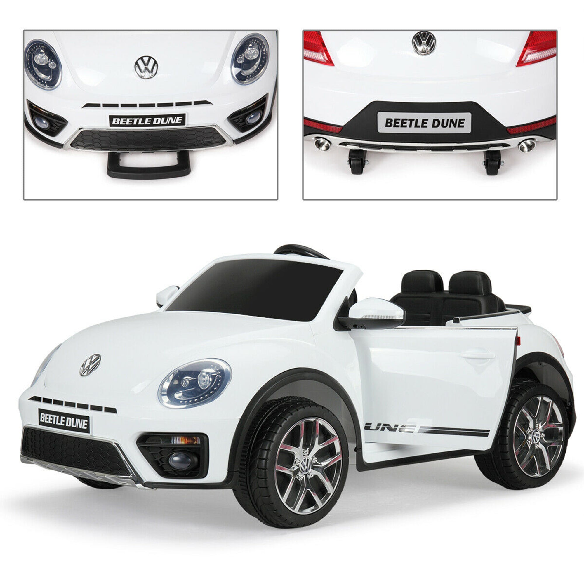 TOBBI 12V Kids Battery Ride On Volkswagen Beetle Car with RC, White (For Parts)