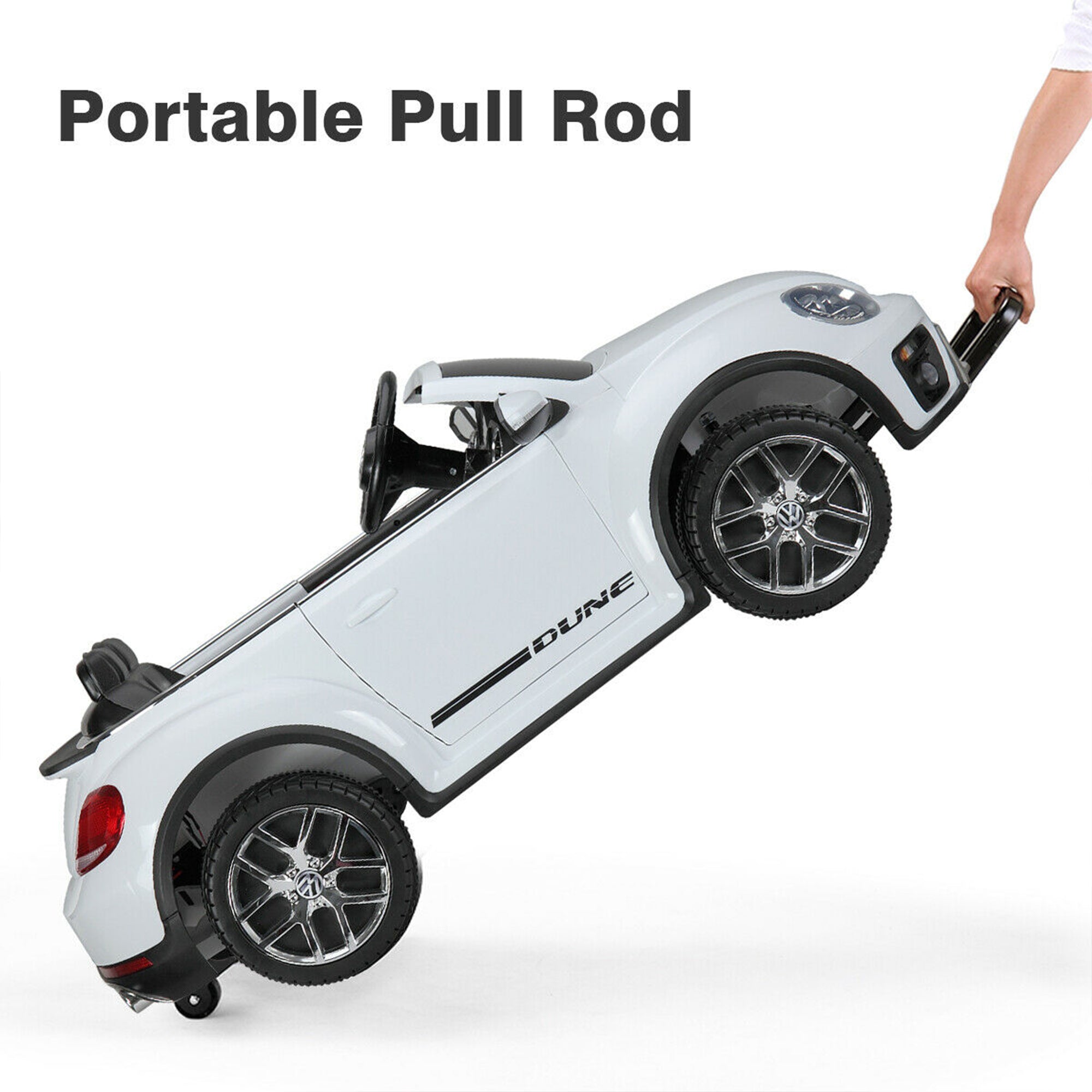TOBBI 12V Kids Battery Ride On Volkswagen Beetle Car with RC, White (For Parts)