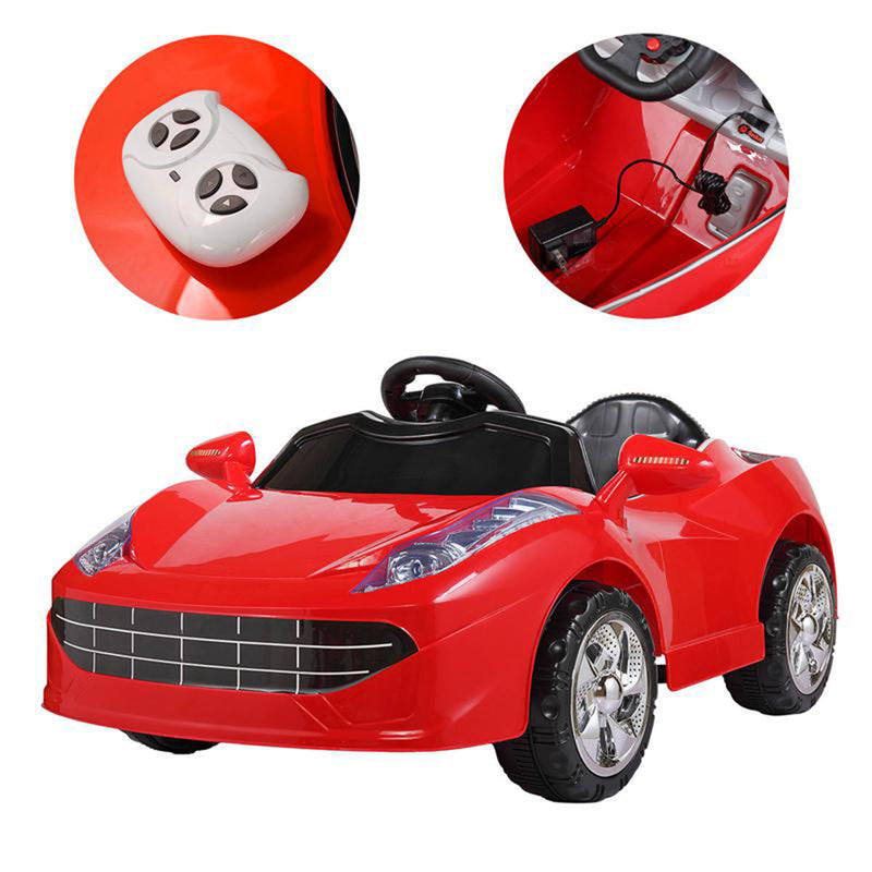 TOBBI Kids Rechargeable Battery Ride On Toy Racing Car with Remote Control, Red
