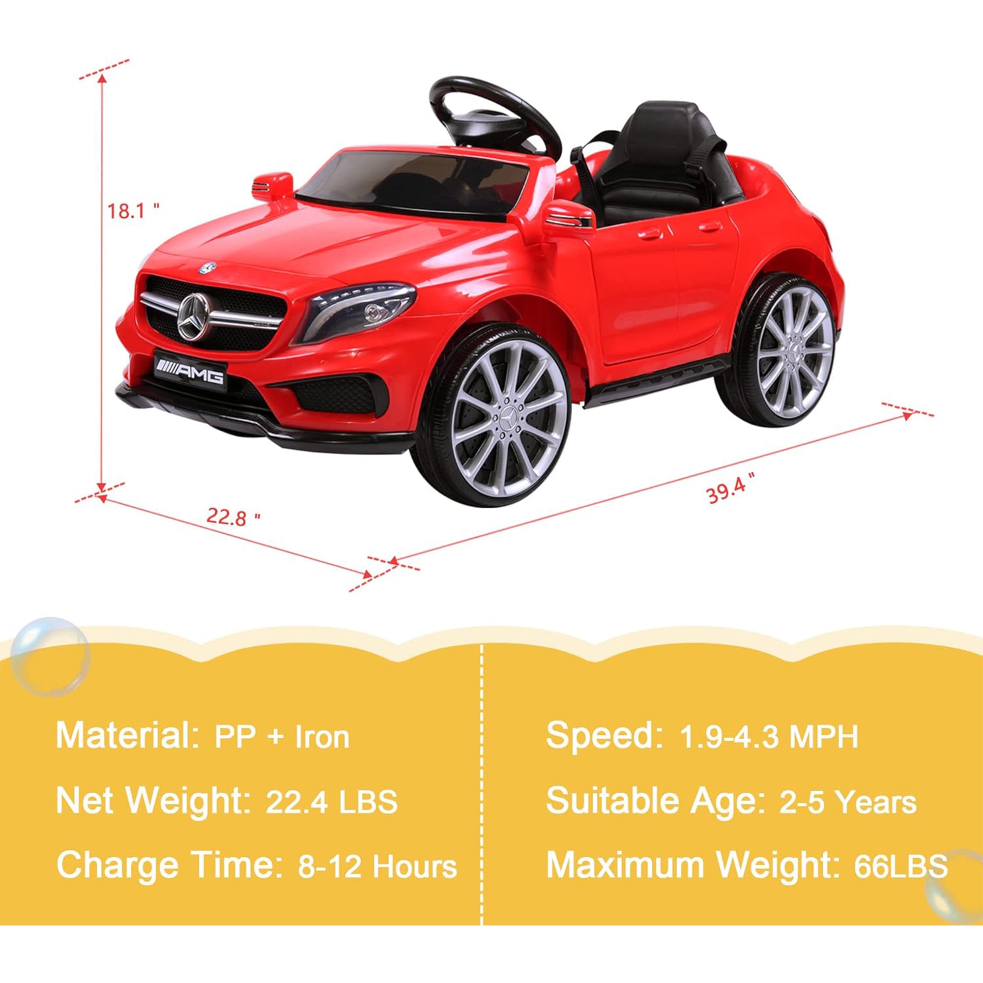 TOBBI 6 Volt Kids Battery Powered Ride On Toy Mercedes Benz Car (For Parts) - VMInnovations