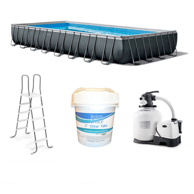 Intex Ultra XTR Rectangular Swimming Pool Set & Pool Care Chlorine Tabs, 10 Lbs - VMInnovations