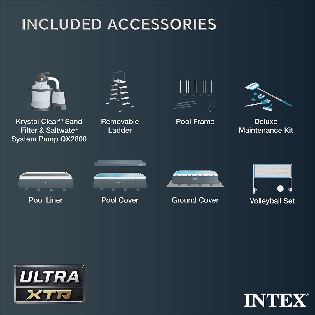 Intex 32' x 16' x 52" Ultra XTR Outdoor Swimming Pool Set with Pump (For Parts)