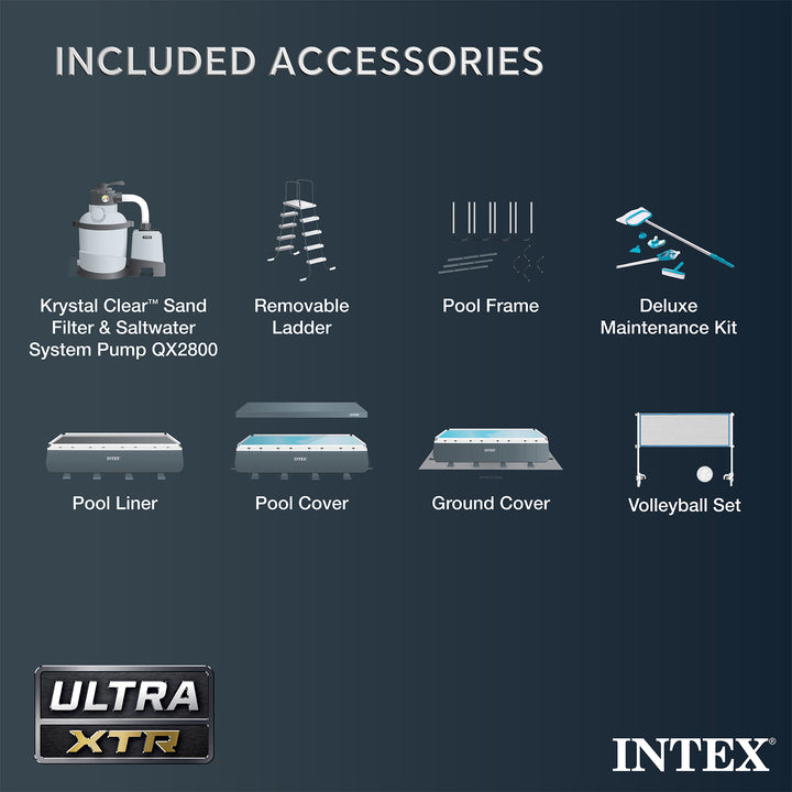 Intex 32' x 16' x 52" Ultra XTR Outdoor Swimming Pool Set with Pump (For Parts)