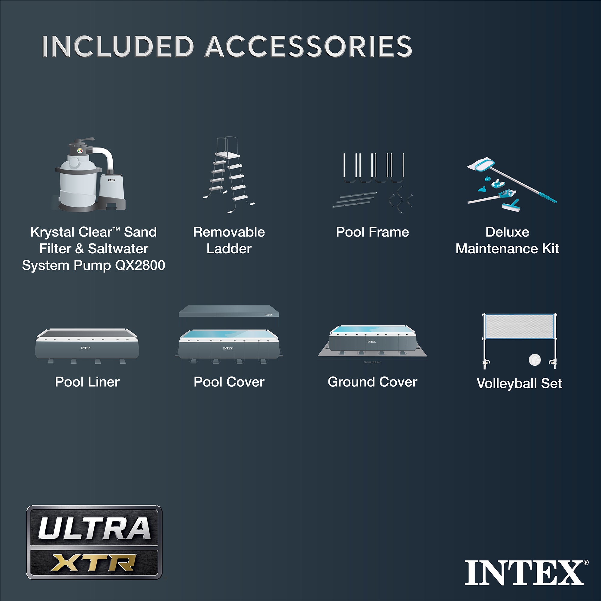 Intex 32' x 16' x 52" Ultra XTR Pool Set with Sand Pump and Maintenance Pool Kit - VMInnovations