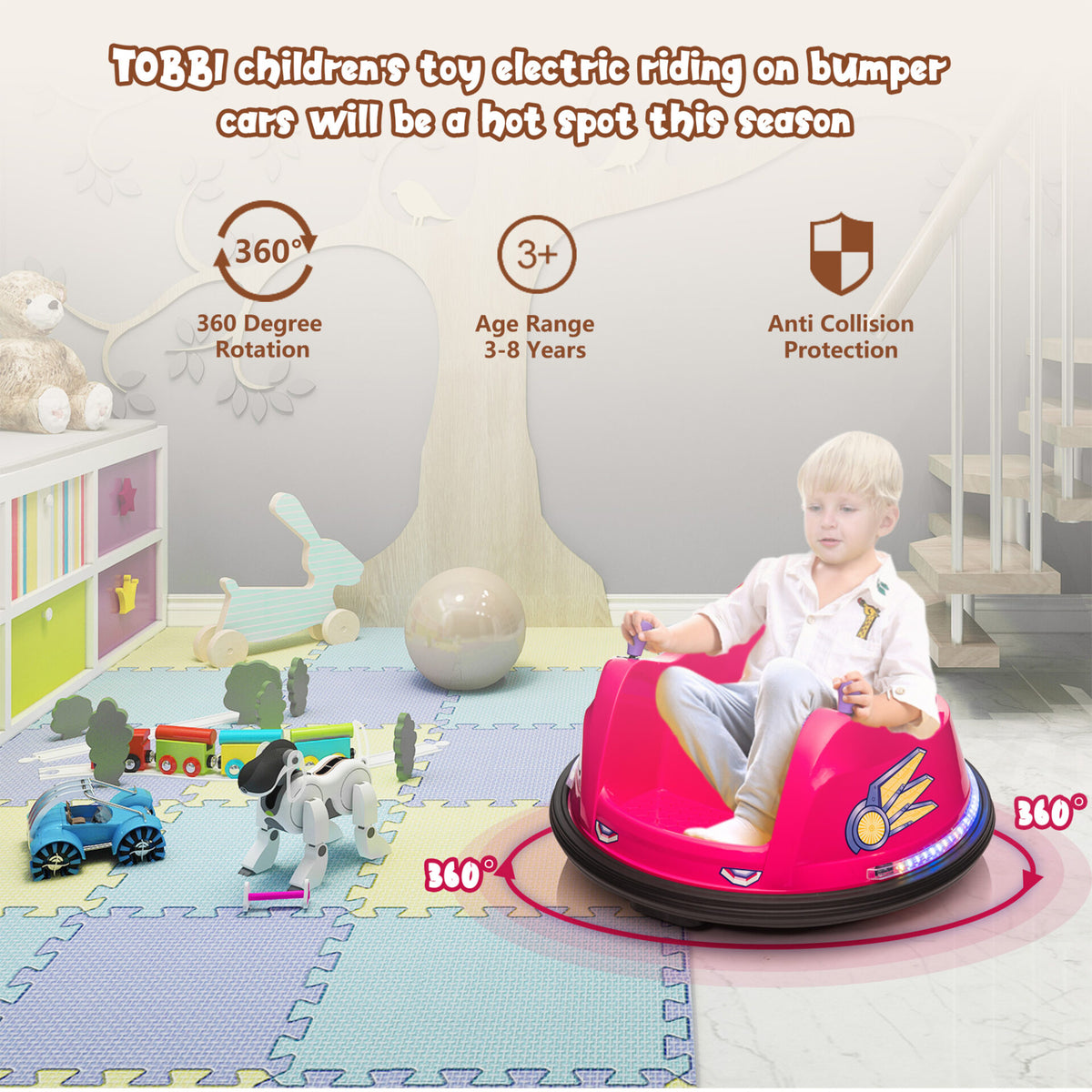 TOBBI 6 Volt Kids Electric Battery Powered Ride On Bumper Car Vehicle (Open Box)