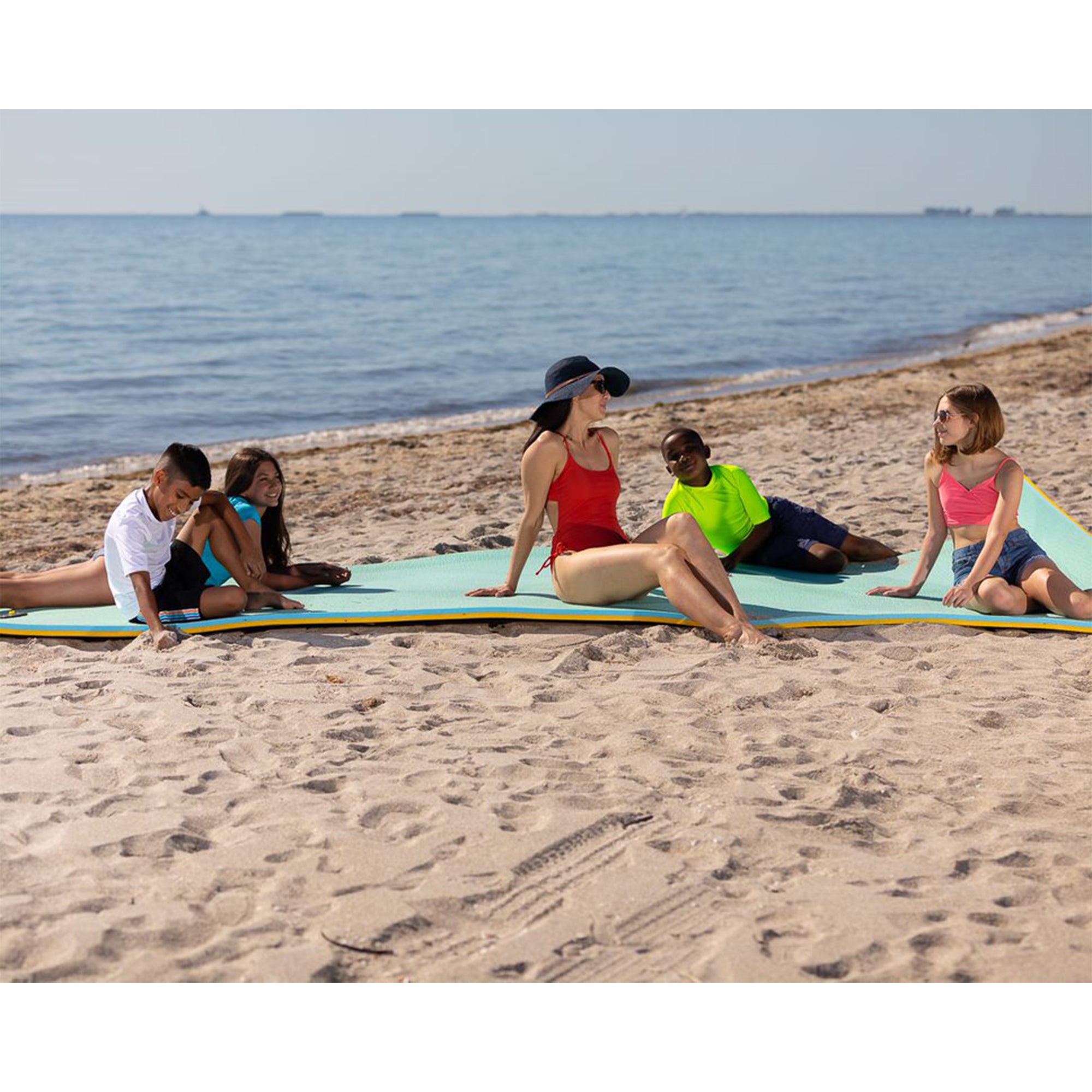 Lagoon Lounge 5 x 12 Foot Family Lake or Pool Water Floating Lounge Mat, Teal - VMInnovations