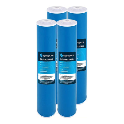 SpiroPure SP-GAC-20BB 20 Micron Granular Activated Water Filter, 4 Pack (Used)