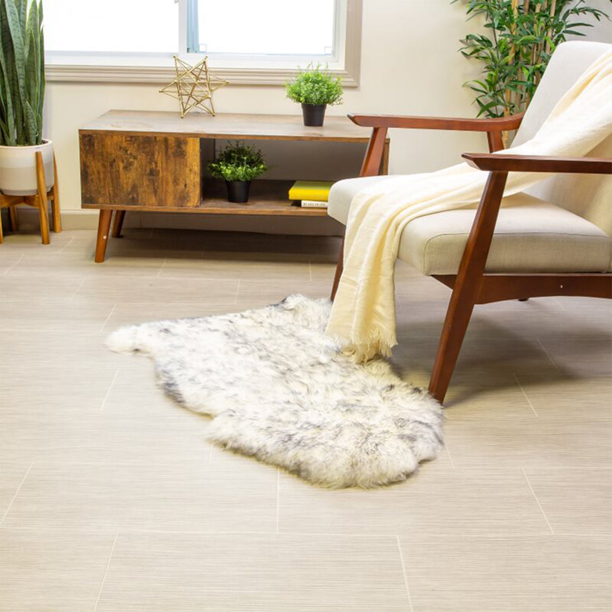 Super Area Rugs Genuine Premium New Zealand Sheepskin Area Throw Rug, Twilight