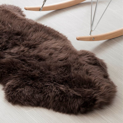 Super Area Rugs Genuine Premium New Zealand Sheepskin Area Throw Rug, Brown - VMInnovations