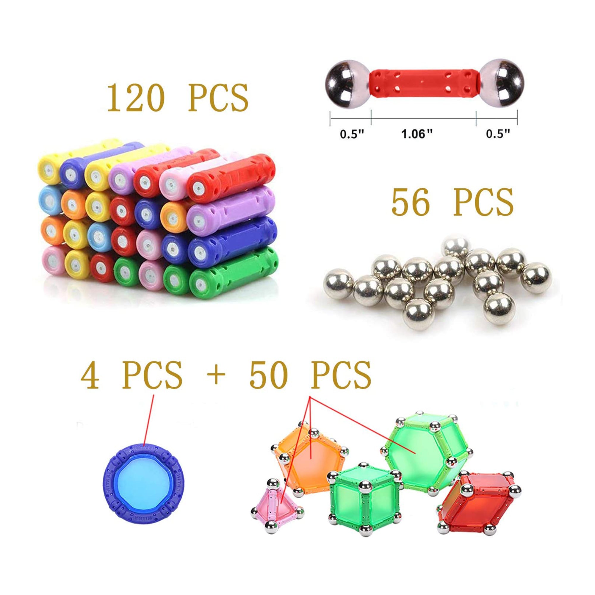 WITKA Magnetic Building Sticks for Brain Training, 230 Pieces (Open Box) - VMInnovations
