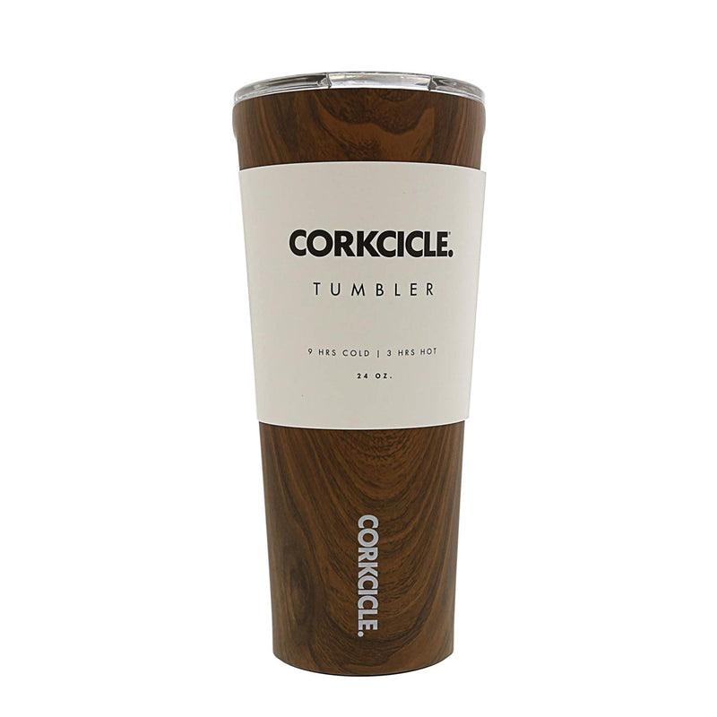 Corkcicle Classic 24 Ounce Stainless Steel Insulated Tumbler w/ Lid, Walnut Wood