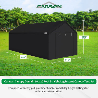 Caravan Canopy Domain 10 x 20' Straight Leg Instant Canopy Tent Set w/Sidewalls