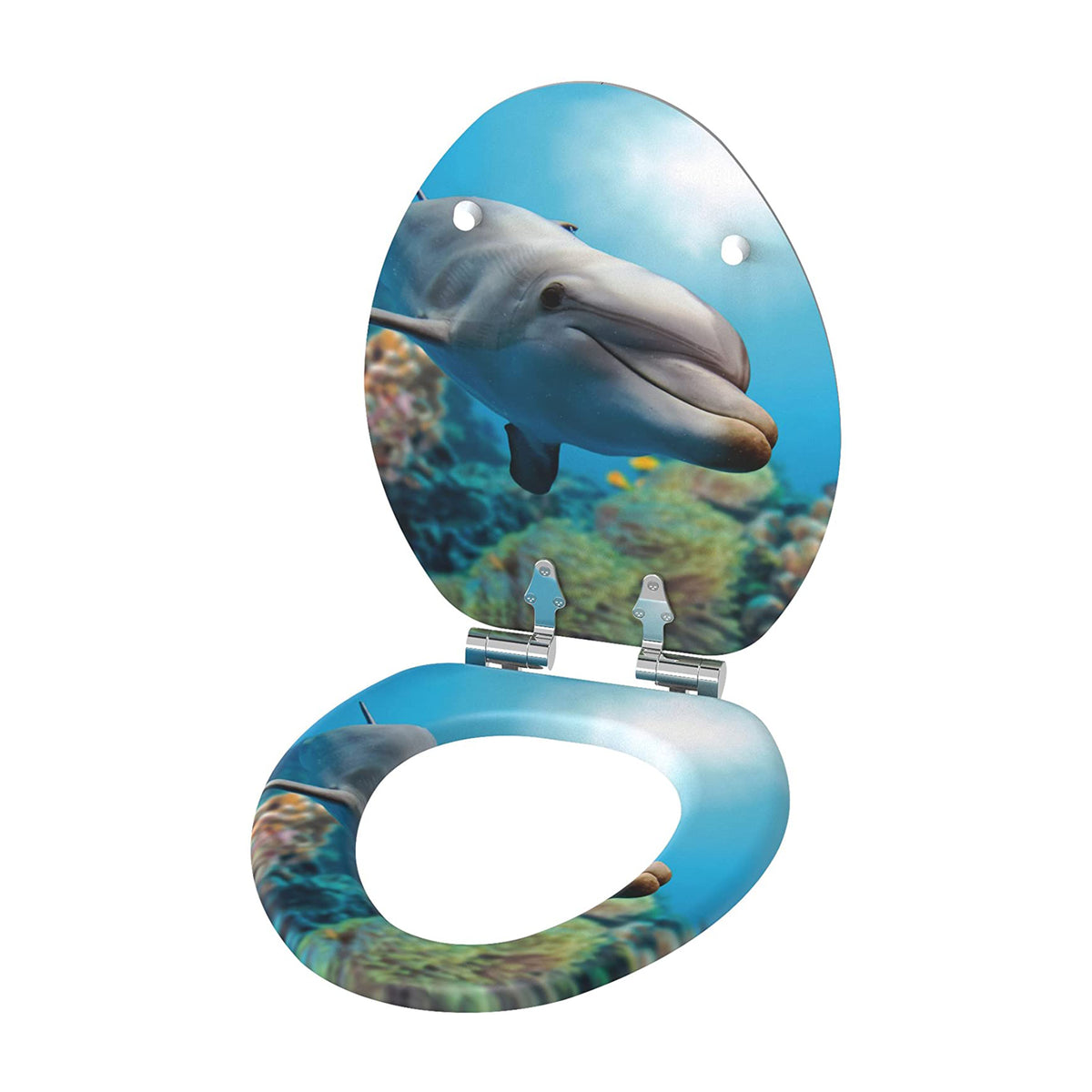 Sanilo 195 Soft Close Lid Molded Wood Adjustable Toilet Seat, Dolphin (Open Box)