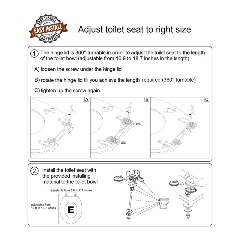Sanilo 196 Elongated Soft Close Molded Wood Adjustable Toilet Seat (Open Box)