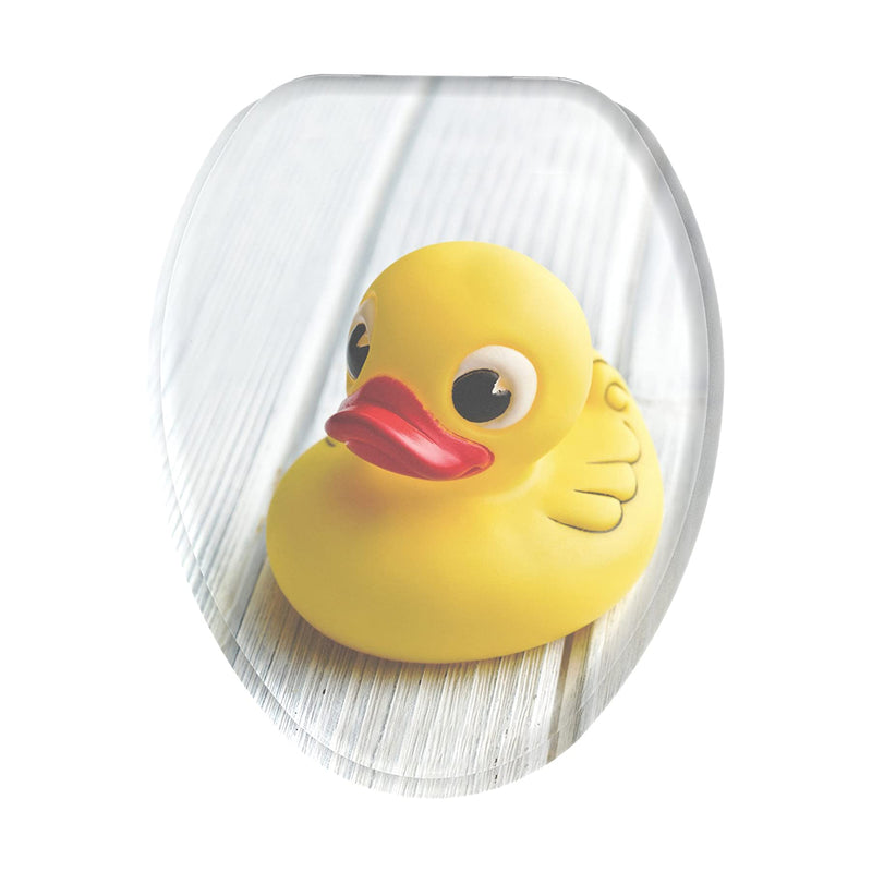 Sanilo 198 Elongated Soft Close Molded Wood Toilet Seat, Rubber Duck (Open Box)