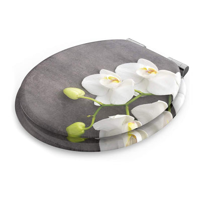 Sanilo 318 Elongated Soft Close Adjustable Toilet Seat, Pretty Floral (Used)