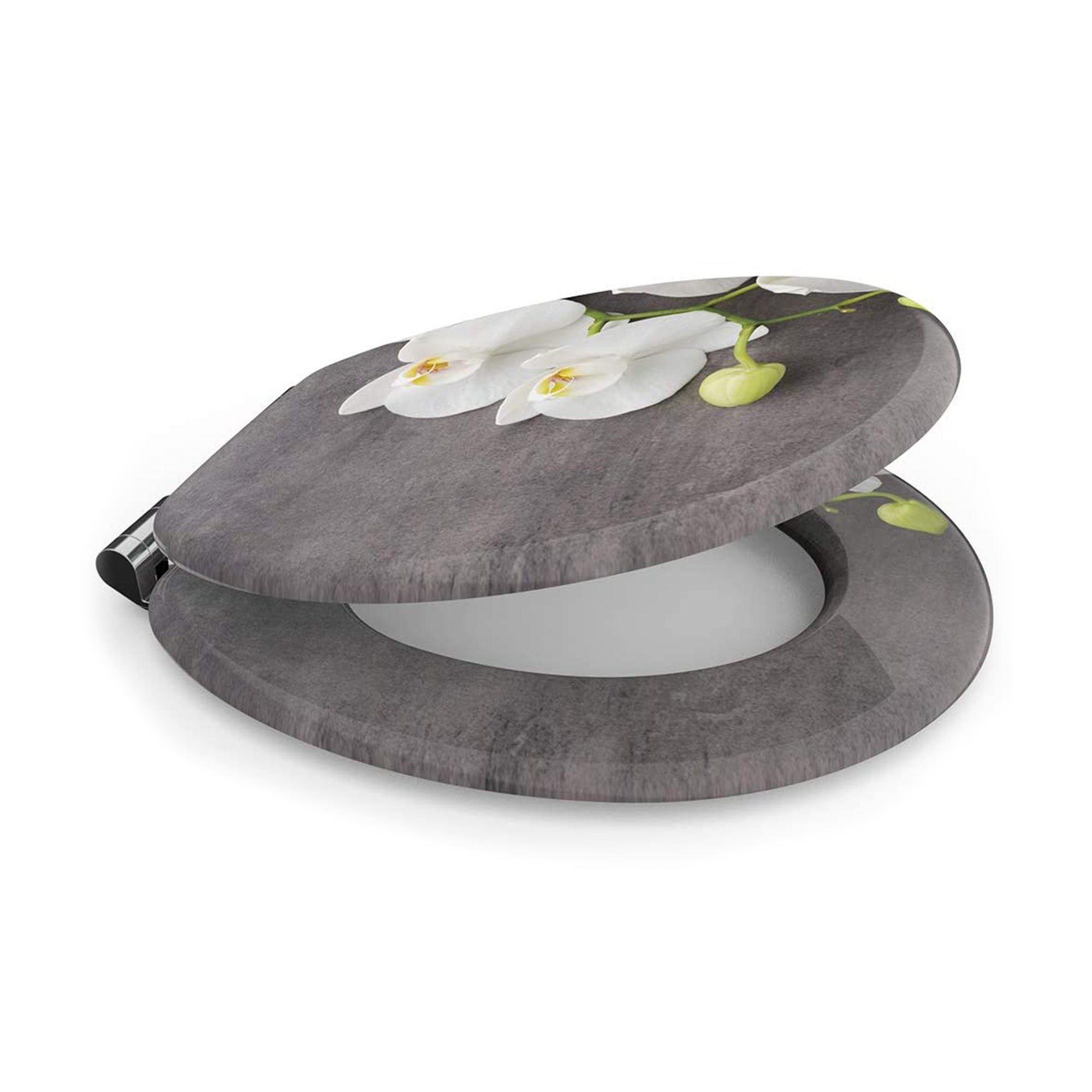 Sanilo 318 Elongated Soft Close Adjustable Toilet Seat, Pretty Floral (Used)