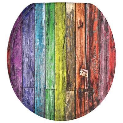 Sanilo Soft Slow Close Round Wood Adjustable Toilet Seats, Rainbow (Open Box)