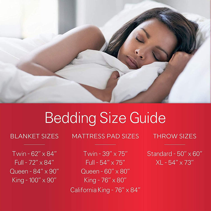 Sunbeam Full Size Heated Mattress Pad with 10 Heat Settings, White (Used)