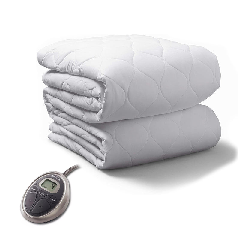 Sunbeam Full Size Heated Mattress Pad with 10 Heat Settings, White (Used)