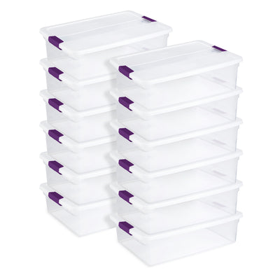 Sterilite 32 Quart Clear View Storage Container Tote w/ Latching Lid, (12 Pack)