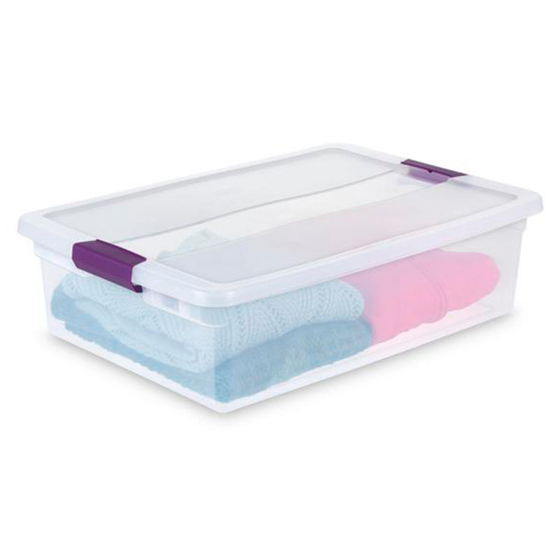 Sterilite 32 Quart Clear View Storage Container Tote w/ Latching Lid, (12 Pack)