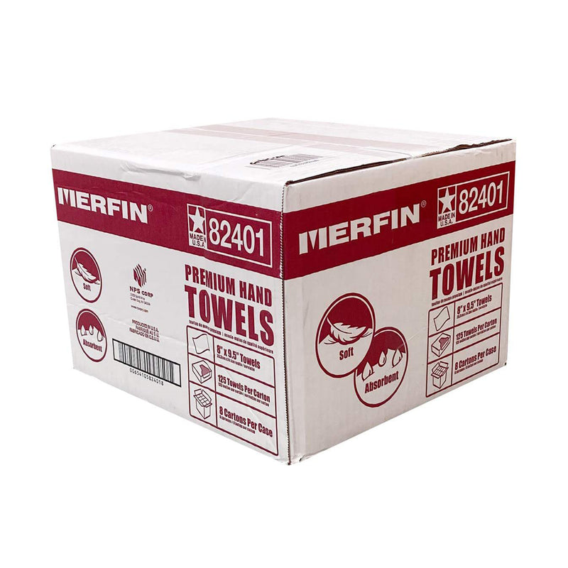 Merfin Absorbent Disposable Hand Paper Towel Carton, 8 Pack, 125 Tissues Each
