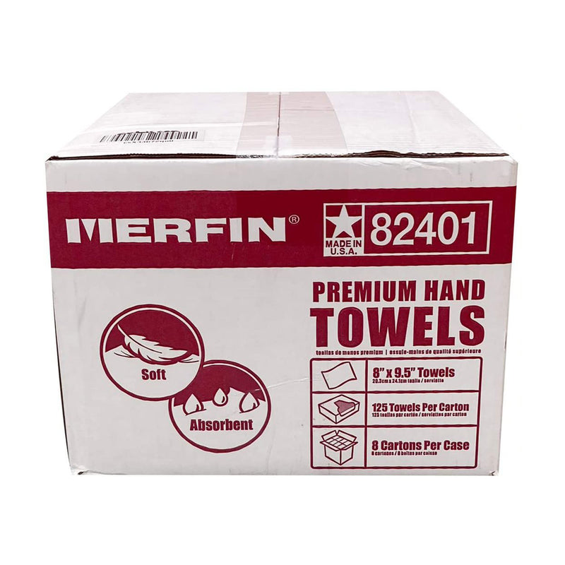 Merfin Absorbent Disposable Hand Paper Towel Carton, 8 Pack, 125 Tissues Each