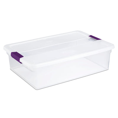 Sterilite 32 Quart Clear View Storage Container Tote w/ Latching Lid, 18 Pack