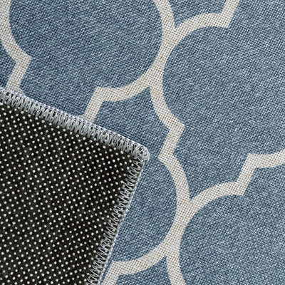 JINCHAN 2 x 7 Foot Indoor Geometric Moroccan Pattern Floor Rug, Heathered Blue