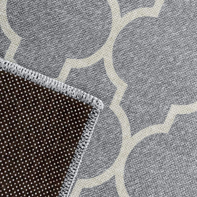 JINCHAN Linen 5 x 7 Foot Geometric Moroccan Quatrefoil Area Rug, Heathered Gray