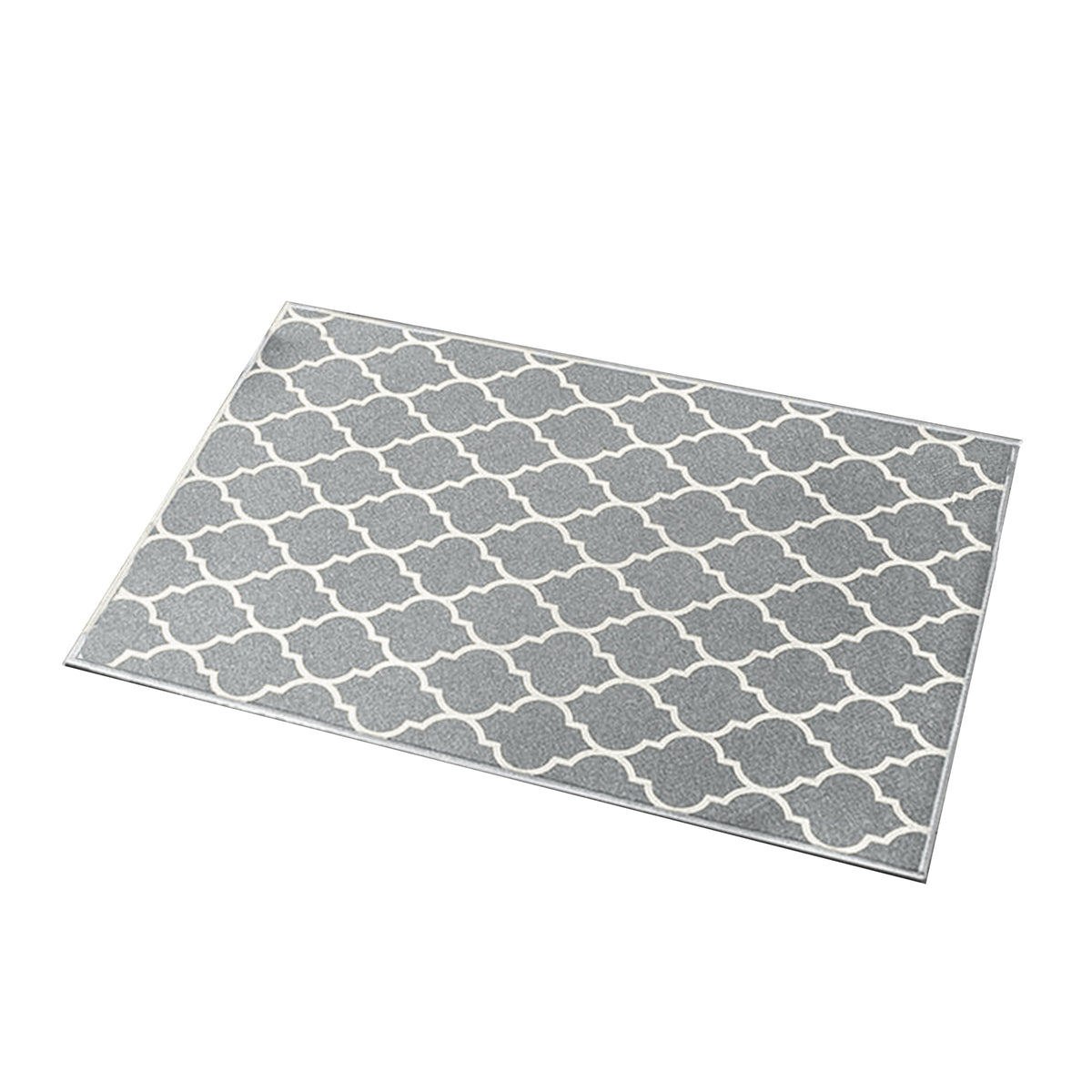 JINCHAN Linen 5 x 7 Foot Geometric Moroccan Quatrefoil Area Rug, Heathered Gray