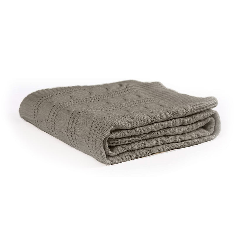JINCHAN 60 x 50 Inch Lightweight Cable Knit Sweater Style Throw Blanket, Grey