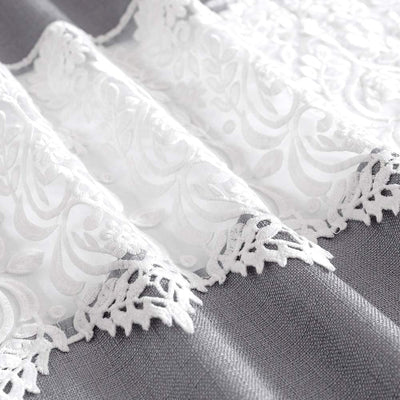 JINCHAN Semi Sheer 54 x 95" Grommet Floral Embroidery Curtains, Gray (Open Box)