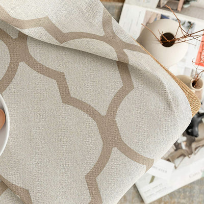 JINCHAN 52 x 95" Moroccan Tile Flax Linen Curtains, Taupe (2 Panels) (Open Box)