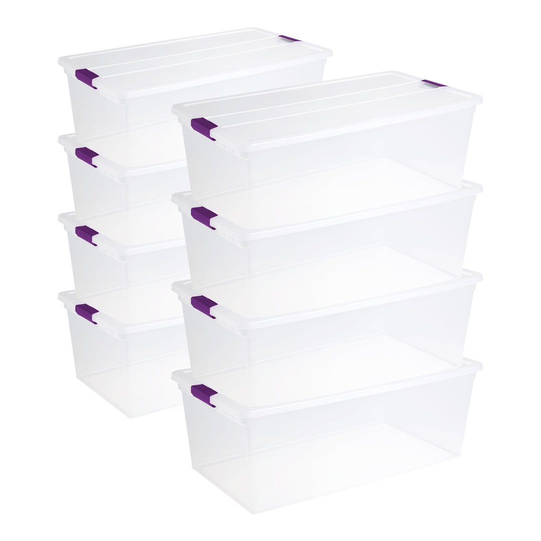 Sterilite 110 Qt ClearView Latch Storage Box, Stackable Bin with Lid, 8-Pack