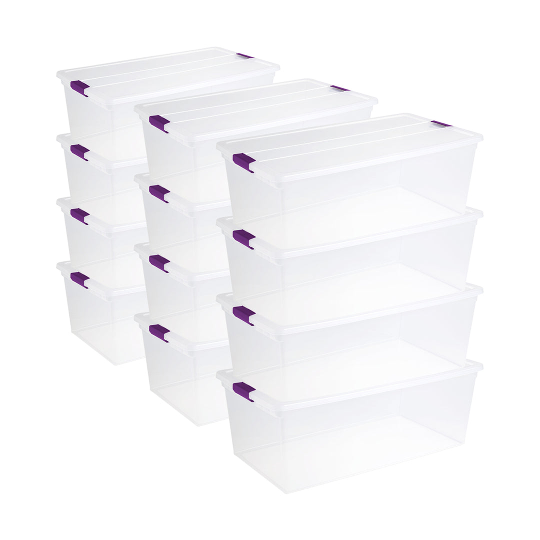 Sterilite 110 Qt Clear Storage Organization Box w/ Secure Latching Lid (12 Pack)