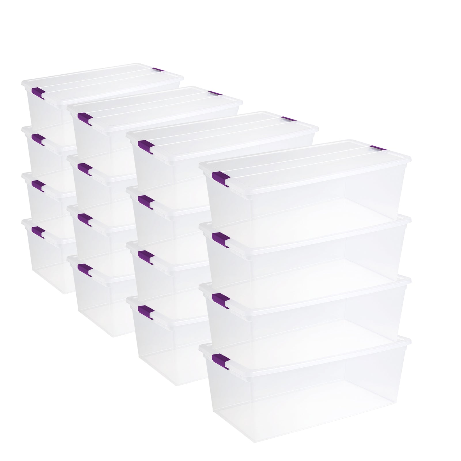 Sterilite 110 Qt Clear Storage Organization Box w/ Secure Latching Lid (16 Pack) - VMInnovations