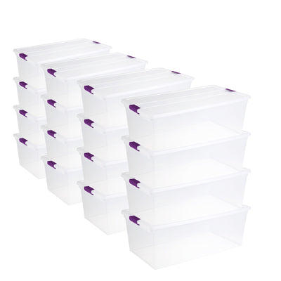 Sterilite 110 Qt Clear Storage Organization Box w/ Secure Latching Lid (16 Pack) - VMInnovations