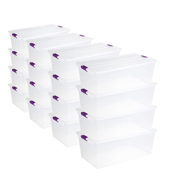 Sterilite 110 Qt Clear Storage Organization Box w/ Secure Latching Lid (16 Pack)