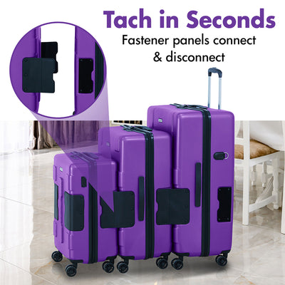 TACH V3 Connectable 3 Piece Hard Shell Spinner Suitcase Set, Purple (Used) - VMInnovations