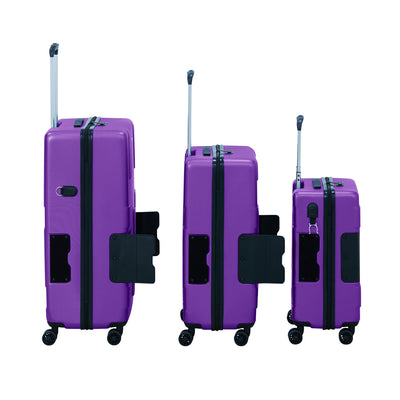 TACH V3 Connectable 3 Piece Hard Shell Spinner Suitcase Set, Purple (Used)