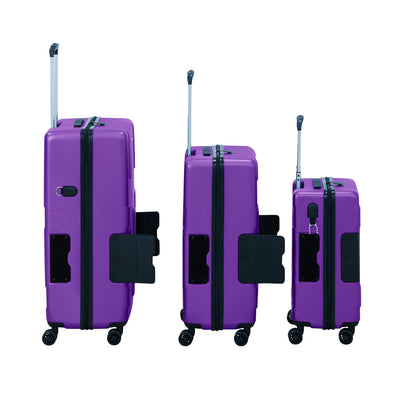 TACH V3 Connectable 3 Piece Hard Shell Spinner Suitcase Set, Purple (Used) - VMInnovations