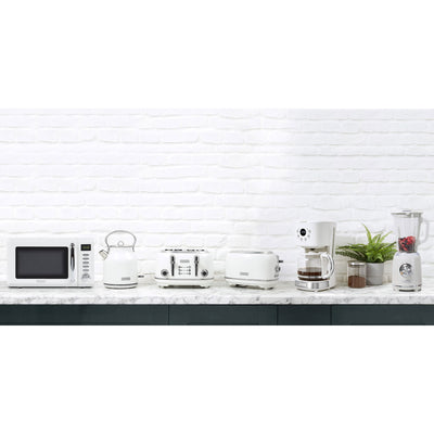 Haden Heritage Toaster, Kettle, Coffee Maker, Microwave, and Blender Set, White