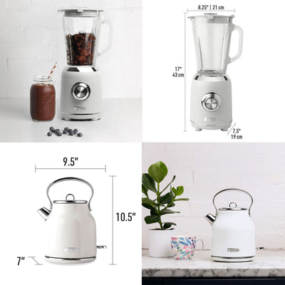Haden Heritage Toaster, Kettle, Coffee Maker, Microwave, and Blender Set, White