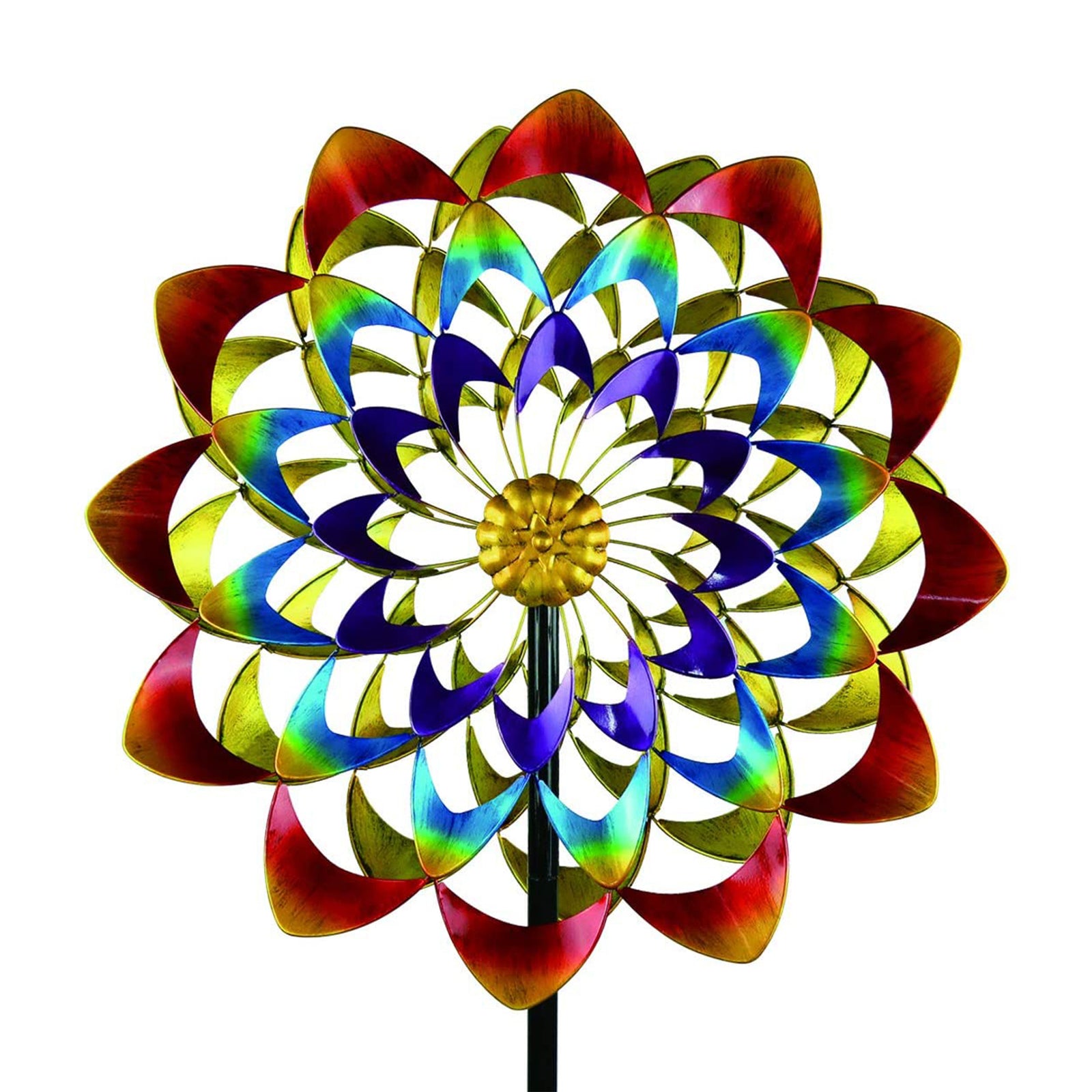 Hourpark Rainbow Outdoor Garden Decor Flower Wind Spinner, Multicolor (Open Box) - VMInnovations