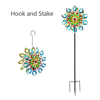 Hourpark Rainbow Series Outdoor Decor Fading Flower Wind Spinner (Open Box) - VMInnovations